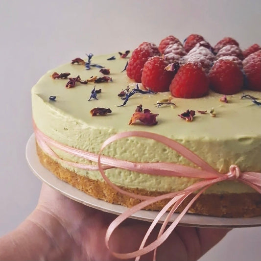 Whole Matcha & White Chocolate Raspberry Cheesecake 7"