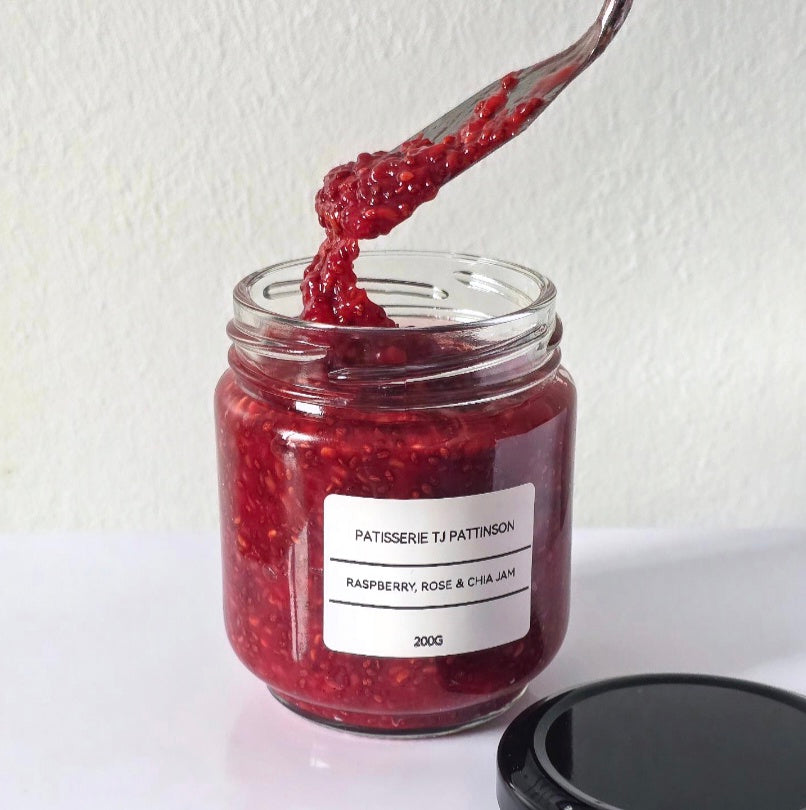 Jar Raspberry, Rose & Chia Jam 200g